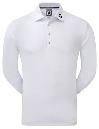 FootJoy Long Sleeve Thermocool Self Athletic Fit polo da uomo, bianco