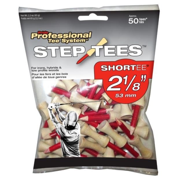 Pride Professional Tee System Step Tees Red tee in legno 53mm (2 1/8"), 50 pezzi