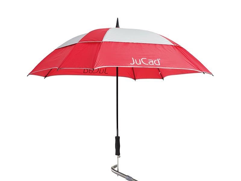 JuCad ombrello da golf telescopico 68" quadrato e antivento con pin, rosso/argento