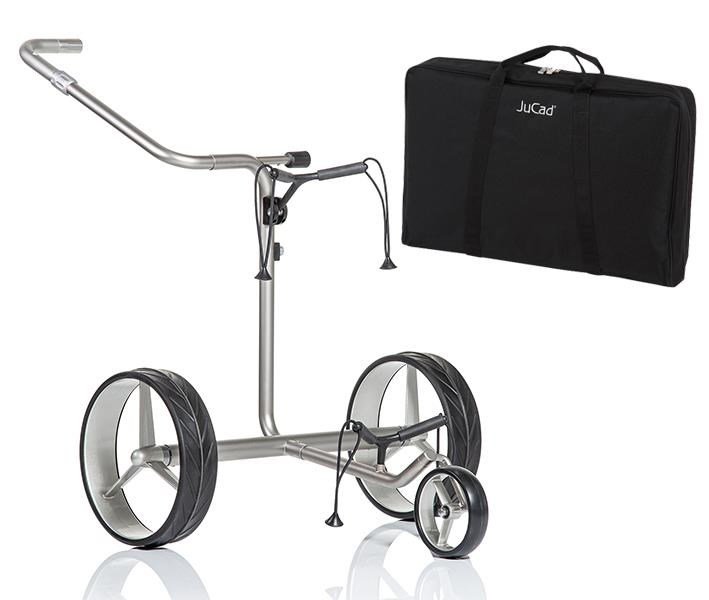 JuCad Junior Drive Stainless Steel carrello elettrico + borsa da trasporto JTT, argento