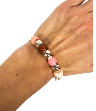 Ostatní Handmade Teraka braccialetto, tipo 017, bianco/rosa