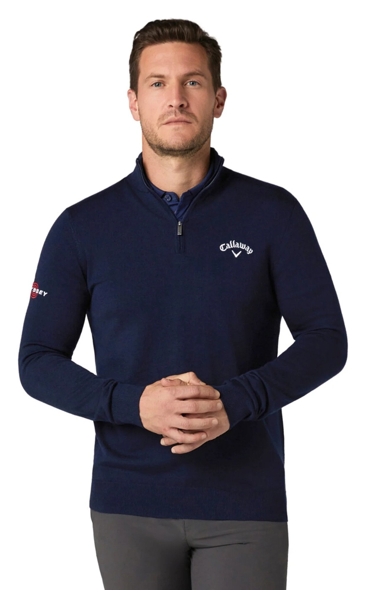 Callaway 1/4 Blended Merino maglione da uomo, blu navy