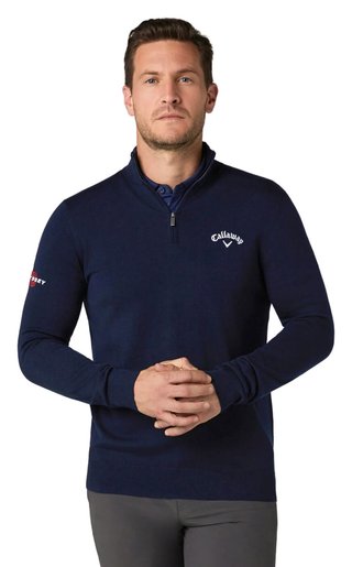Callaway 1/4 Blended Merino maglione da uomo, blu navy