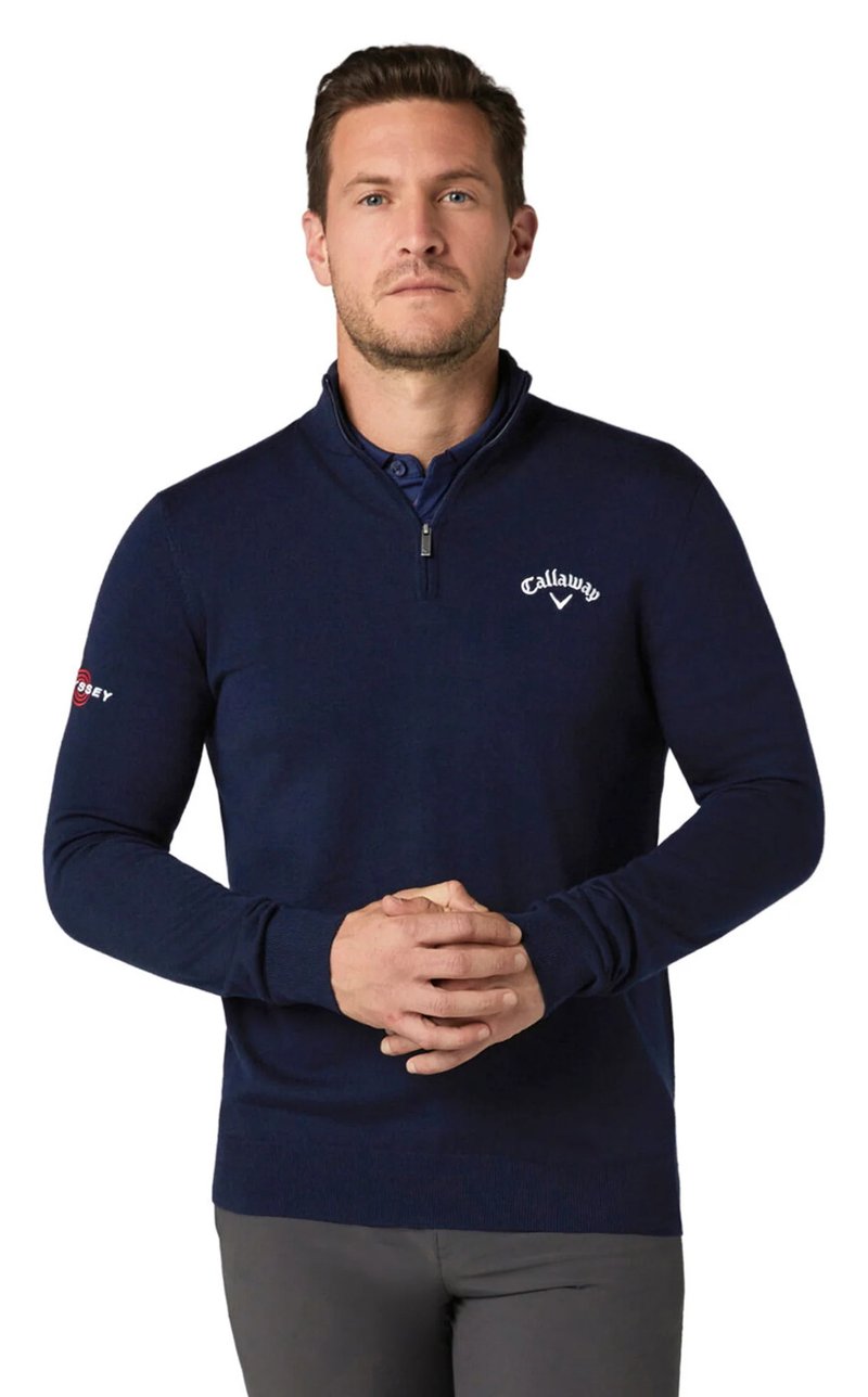 Callaway 1/4 Blended Merino maglione da uomo, blu navy
