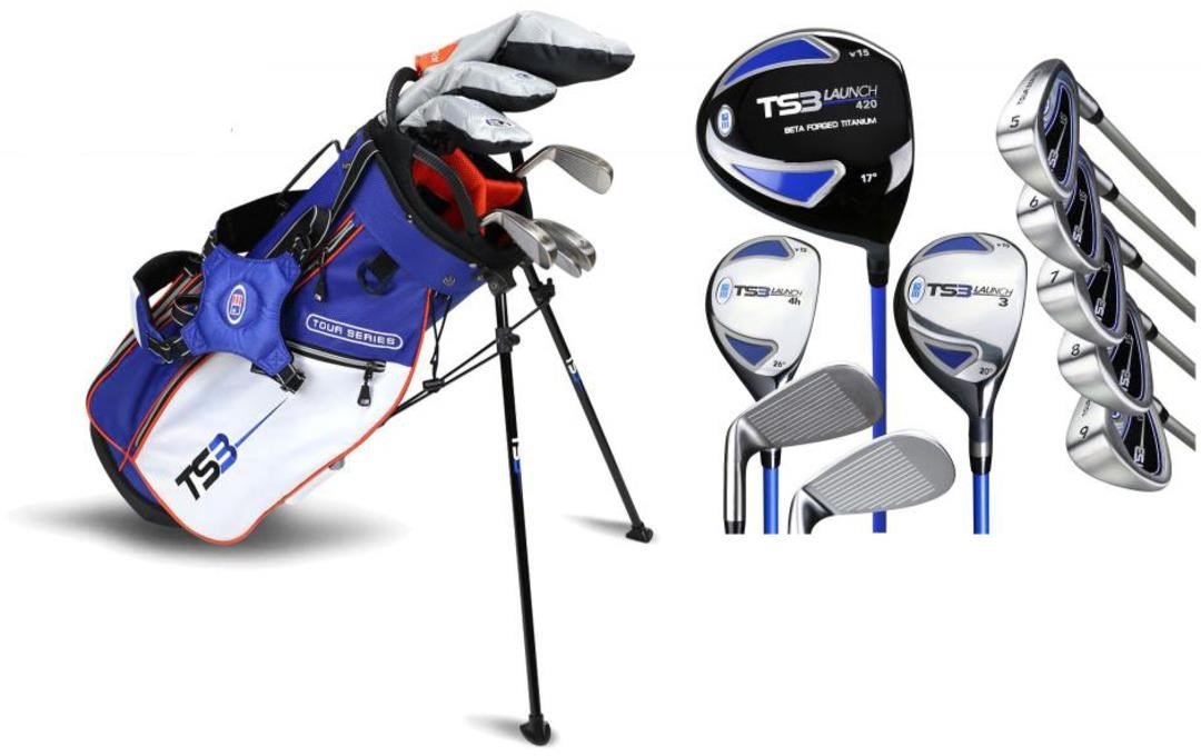 U.S. Kids Golf TS3-51 (130cm) V15 10-Club set da golf junior, grafite + stand bag, royal/bianco/arancione
