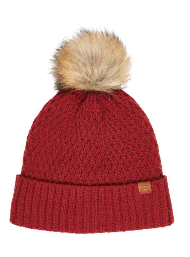 Callaway Pom Pom Beanie cappello invernale da donna, rosso