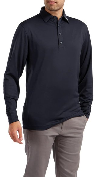 FootJoy Long Sleeve Thermocool Self Athletic Fit polo da uomo, navy
