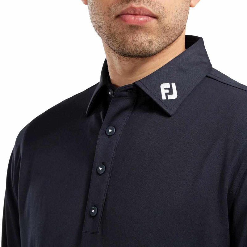 FootJoy Long Sleeve Thermocool Self Athletic Fit polo da uomo, navy