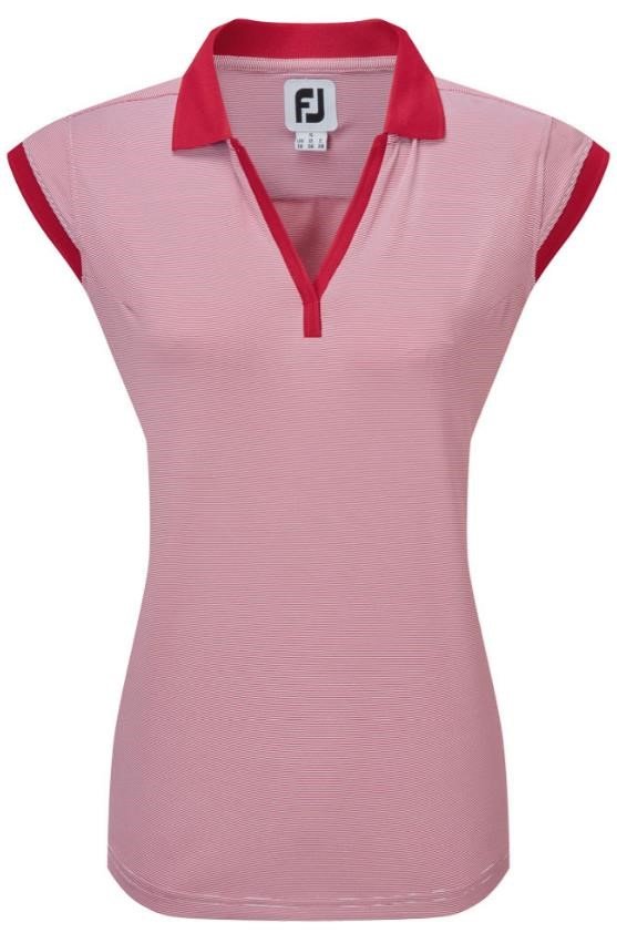 FootJoy End on End Striped Lisle polo senza maniche da donna, rosso/bianco