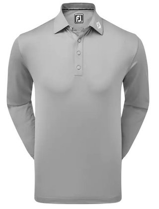 FootJoy Long Sleeve Thermocool Self Athletic Fit polo da uomo, grigio