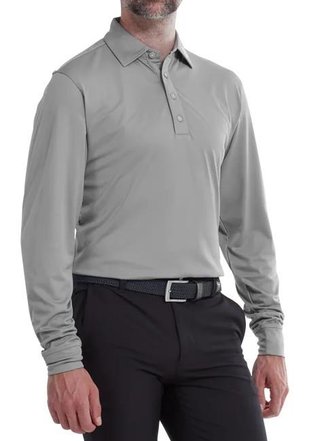 FootJoy Long Sleeve Thermocool Self Athletic Fit polo da uomo, grigio