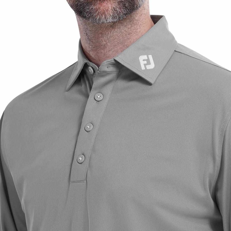 FootJoy Long Sleeve Thermocool Self Athletic Fit polo da uomo, grigio