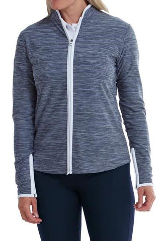 FootJoy Full Zip Space Dye Fleece felpa donna, navy/bianco