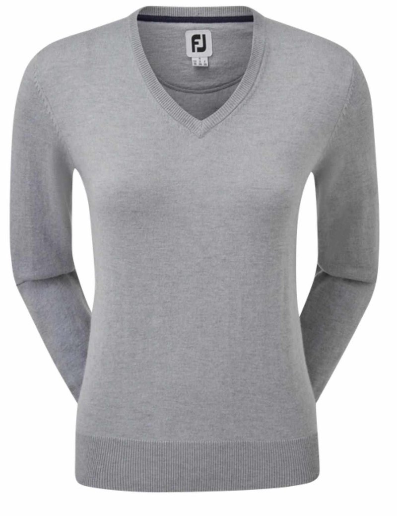 FootJoy Wool Blend V-Neck maglione da donna, grigio