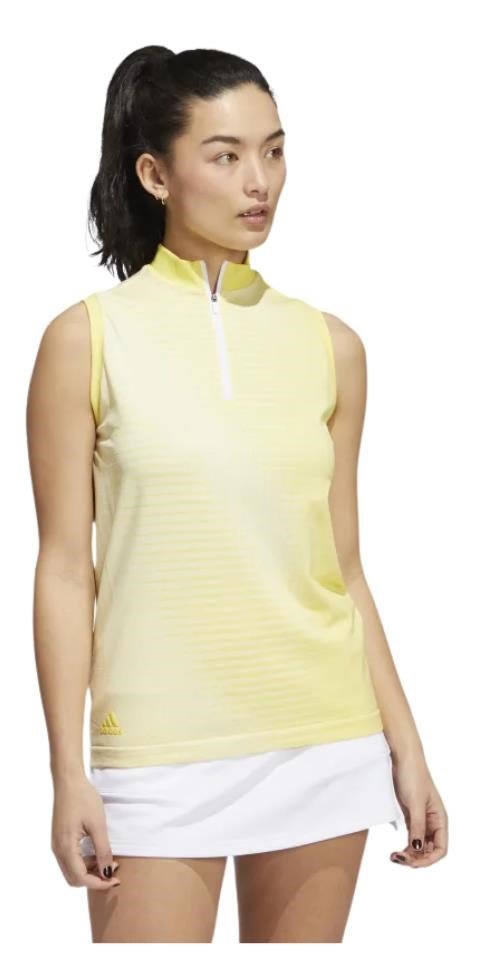 Adidas Primeknit polo senza maniche da donna, giallo