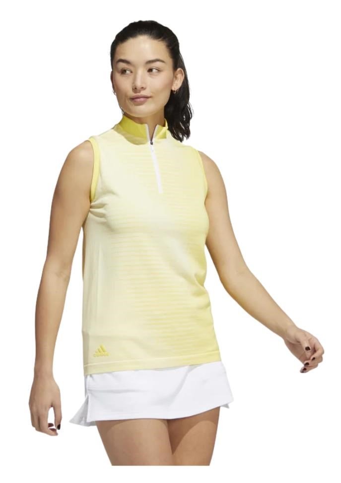 Adidas Primeknit polo senza maniche da donna, giallo