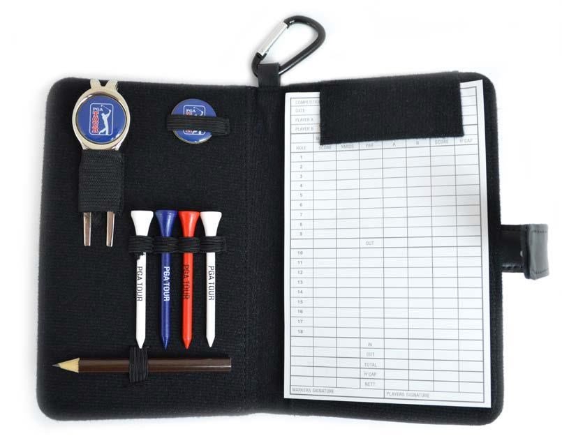 PGA Tour Real Leather Score Card and Accessory Wallet nero