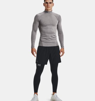 Under Armour ColdGear® Compression Mock top termico da uomo, charcoal light heather/black