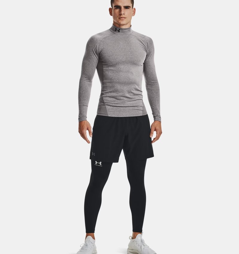 Under Armour ColdGear® Compression Mock top termico da uomo, charcoal light heather/black