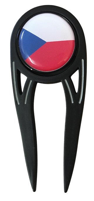 Odyssey Dual divot tool, bandiera ceca, nero
