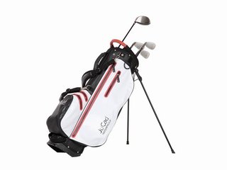 JuCad Waterproof 2in1 stand bag, nero/bianco/rosso