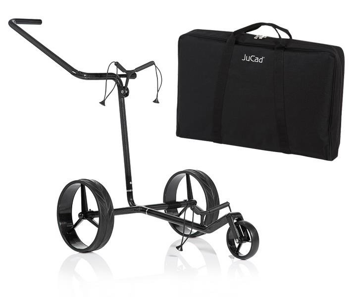 JuCad Carbon Shine carrello manuale a 3 ruote, nero lucido + borsa da trasporto JTT