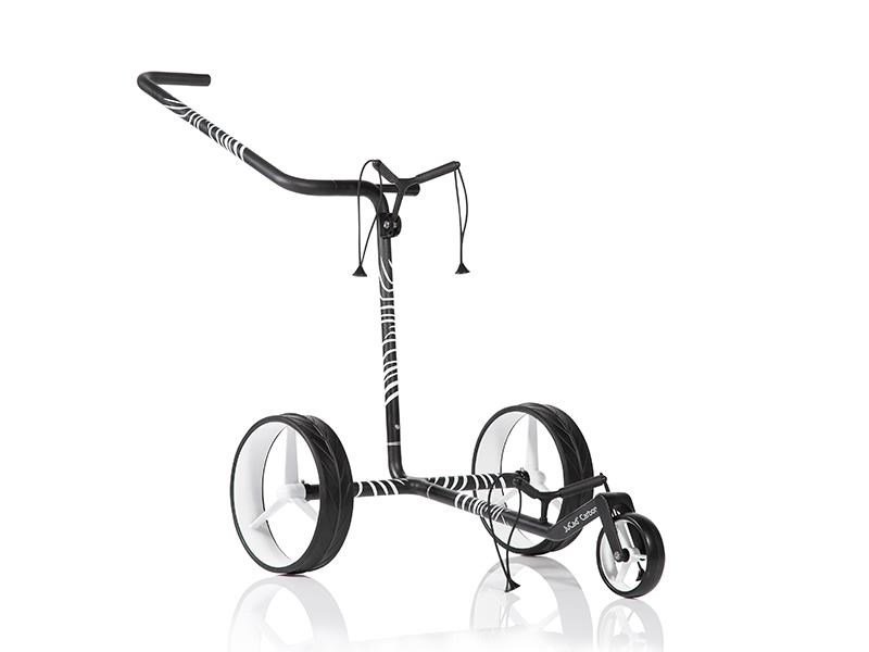 JuCad Carbon Zebra carrello manuale, finitura opaca bianco/nero in design 3K + borsa da trasporto JTT