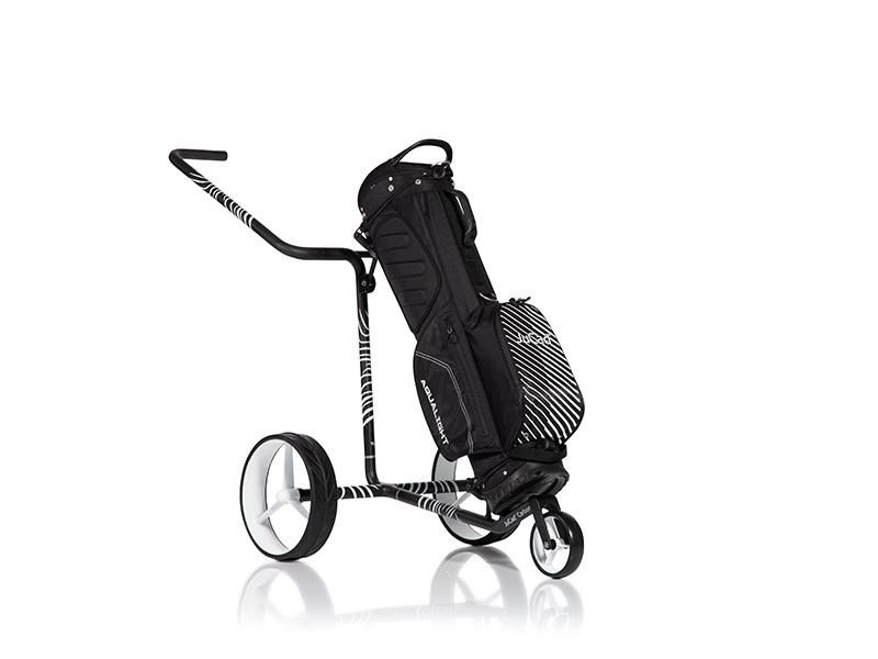 JuCad Carbon Zebra carrello manuale, finitura opaca bianco/nero in design 3K + borsa da trasporto JTT
