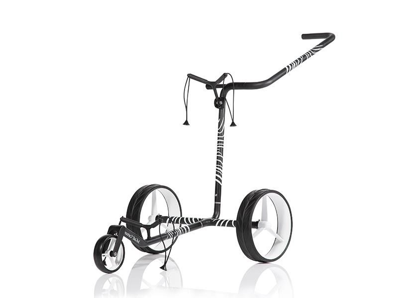 JuCad Carbon Zebra carrello manuale, finitura opaca bianco/nero in design 3K + borsa da trasporto JTT