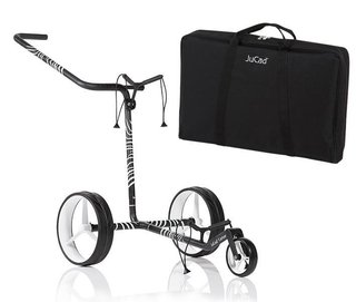 JuCad Carbon Zebra carrello manuale, finitura opaca bianco/nero in design 3K + borsa da trasporto JTT