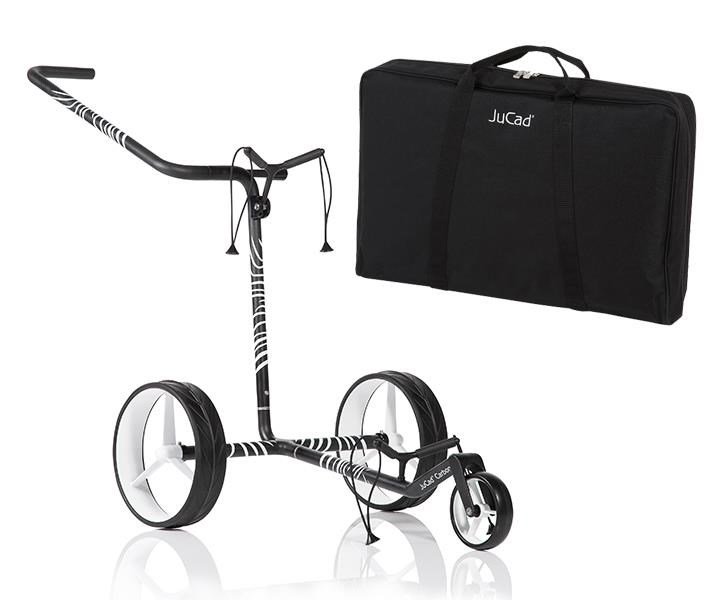 JuCad Carbon Zebra carrello manuale, finitura opaca bianco/nero in design 3K + borsa da trasporto JTT