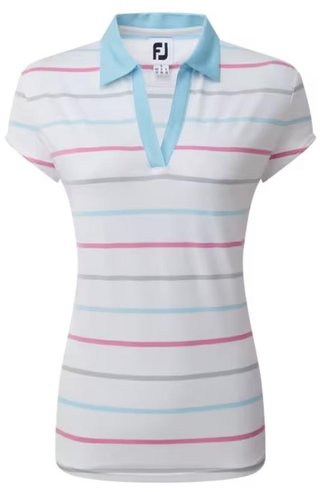 FootJoy Birdseye Stripe Smooth Jacquard polo da donna, bianco/blu
