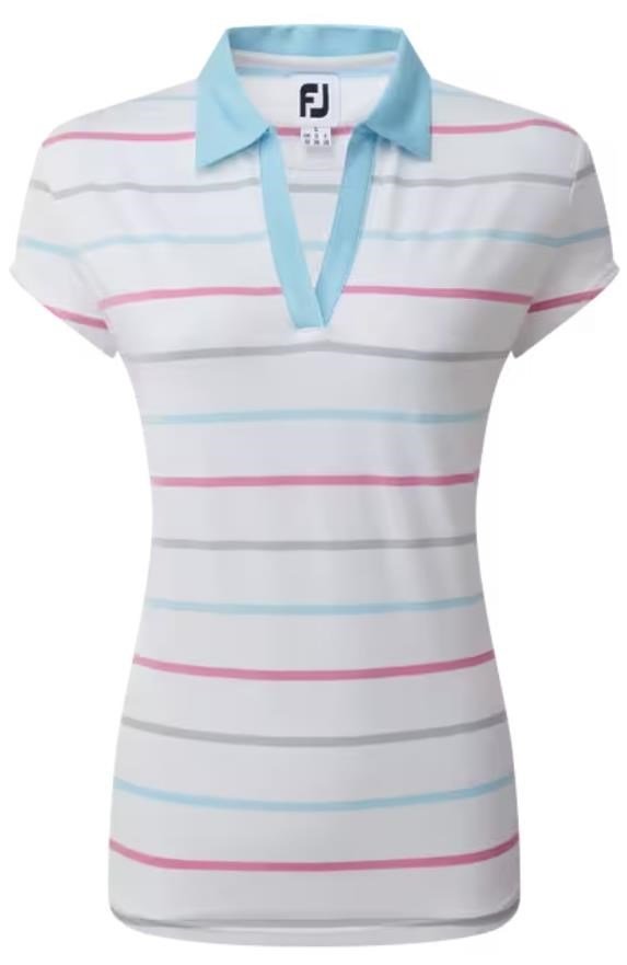 FootJoy Birdseye Stripe Smooth Jacquard polo da donna, bianco/blu