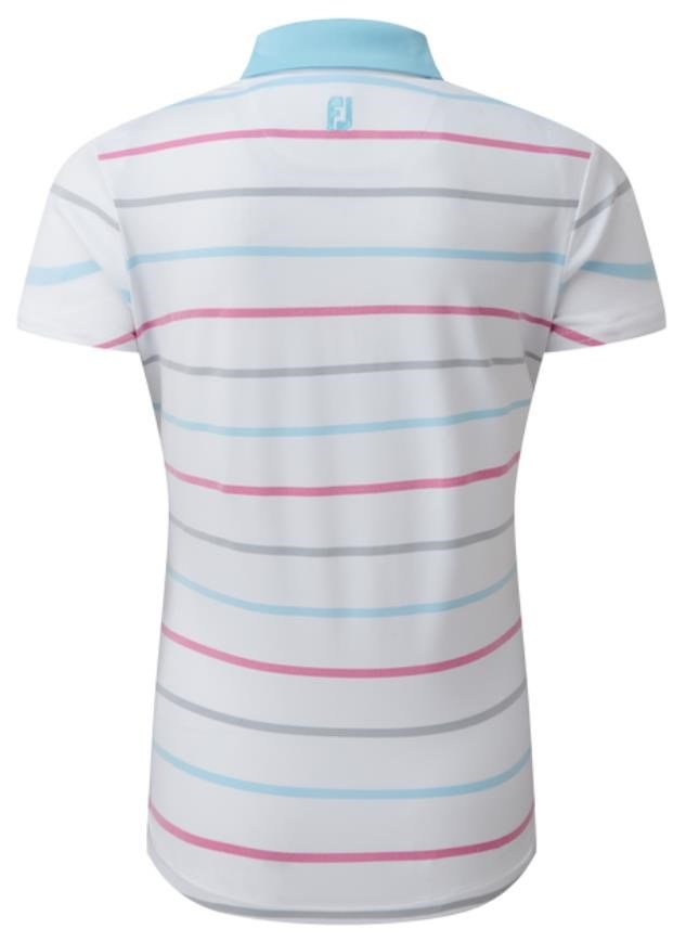 FootJoy Birdseye Stripe Smooth Jacquard polo da donna, bianco/blu
