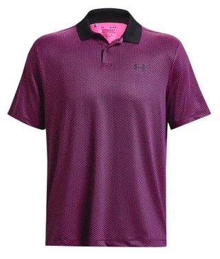 Under Armour Performance 3.0 Printed polo da uomo, nero/rosa