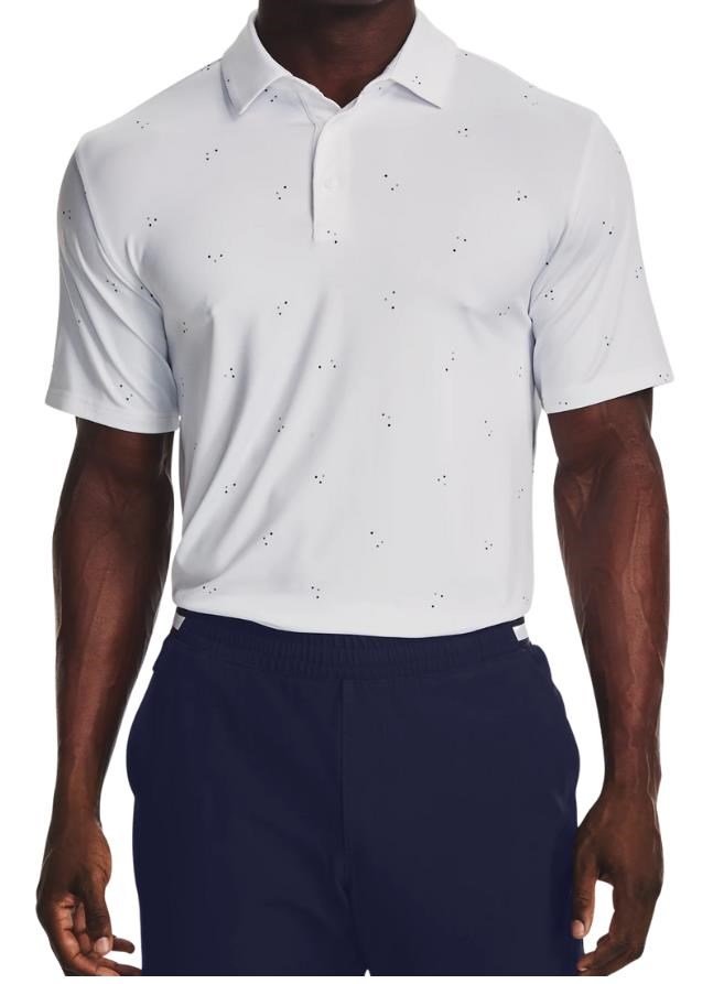 Under Armour Playoff 3.0 Printed polo da uomo, bianco/blu statico