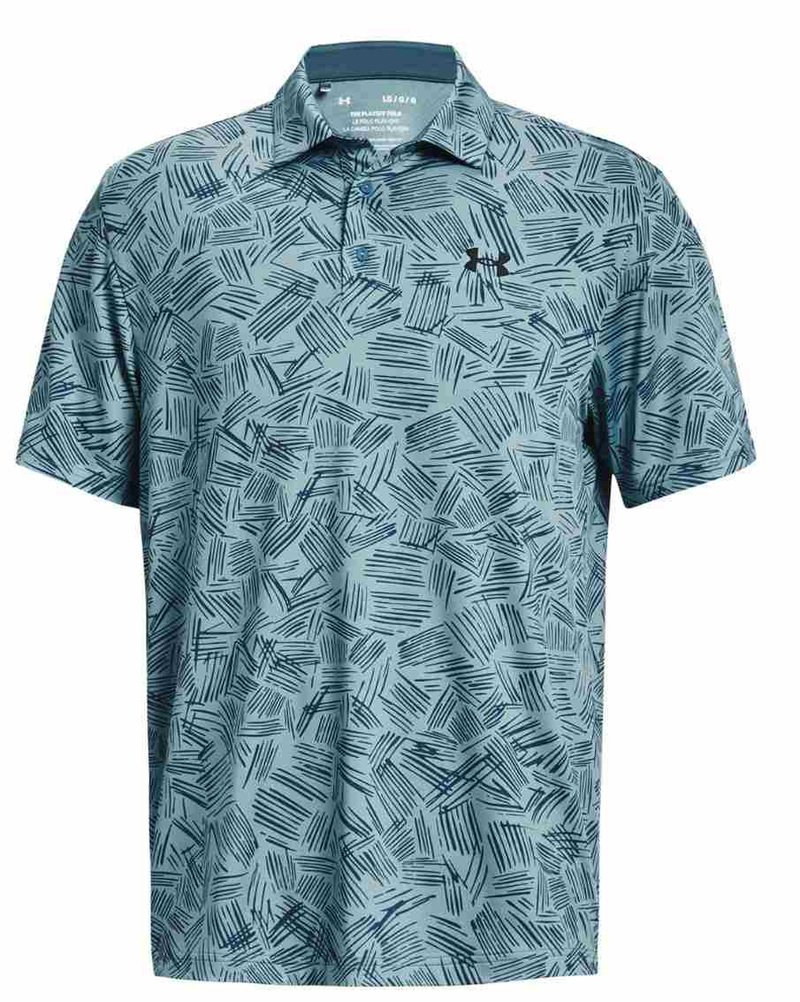 Under Armour Playoff 3.0 Printed polo da uomo, still water/static blue