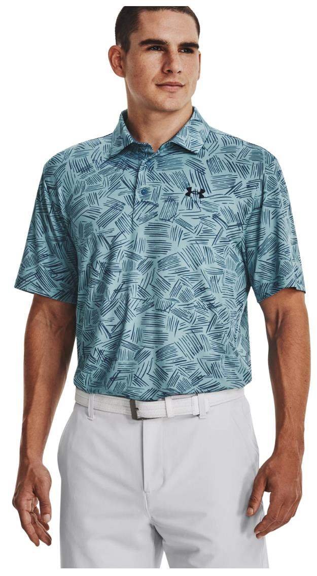 Under Armour Playoff 3.0 Printed polo da uomo, still water/static blue