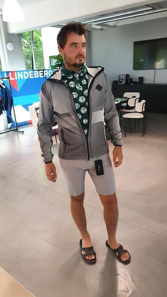 J.Lindeberg Jacquard felpa con cappuccio da uomo, navy