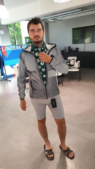J.Lindeberg Jacquard felpa con cappuccio da uomo, navy