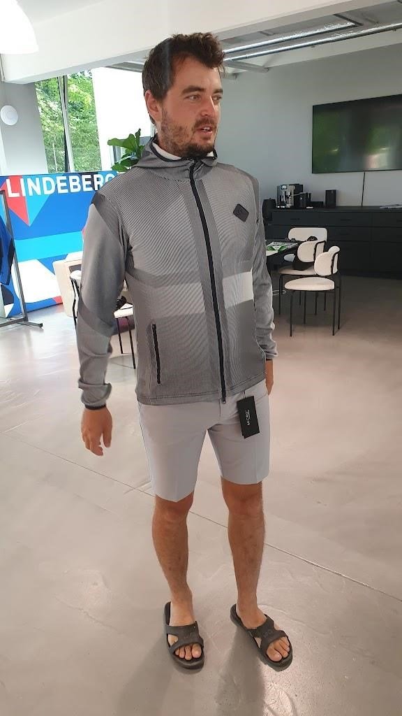 J.Lindeberg Jacquard felpa con cappuccio da uomo, navy