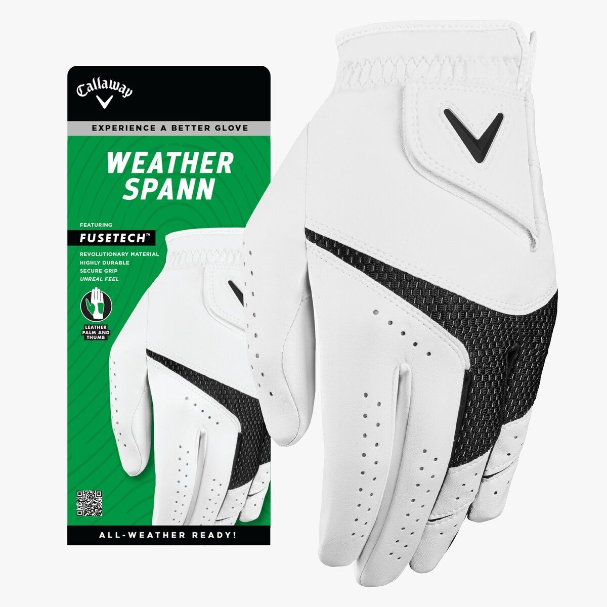 Callaway Weather Spann guanto da golf uomo, bianco