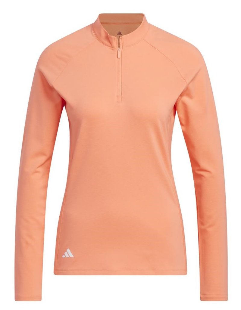 Adidas Solid Quarter Zip Long Sleeve felpa donna, coral fusion
