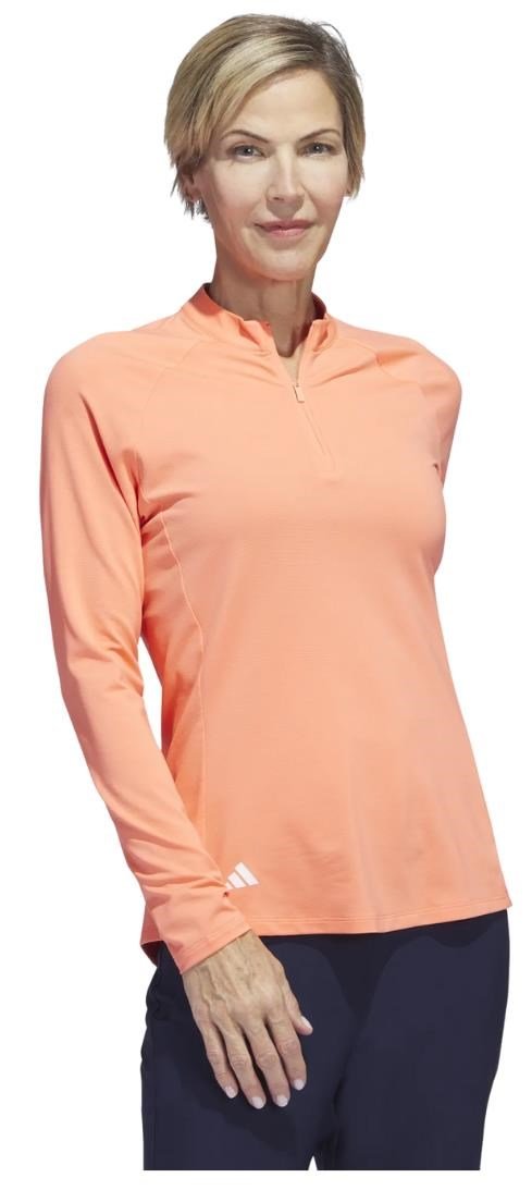 Adidas Solid Quarter Zip Long Sleeve felpa donna, coral fusion