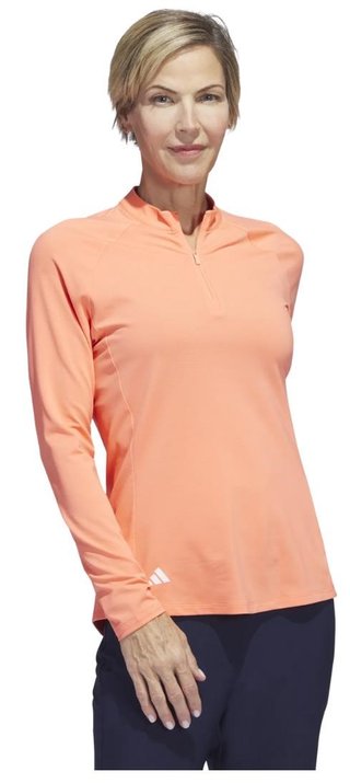 Adidas Solid Quarter Zip Long Sleeve felpa donna, coral fusion
