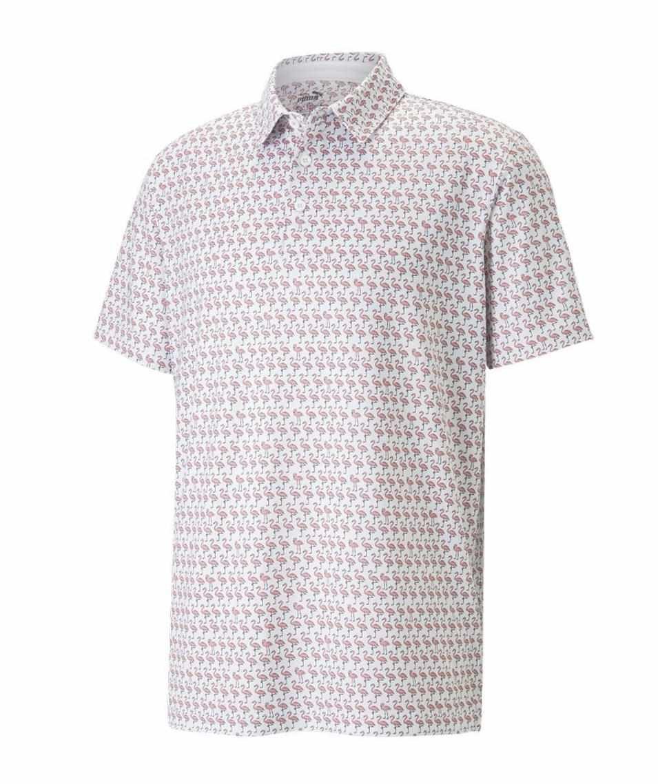 Puma Mattr Flamingo polo da uomo, bright white/flamingo pink