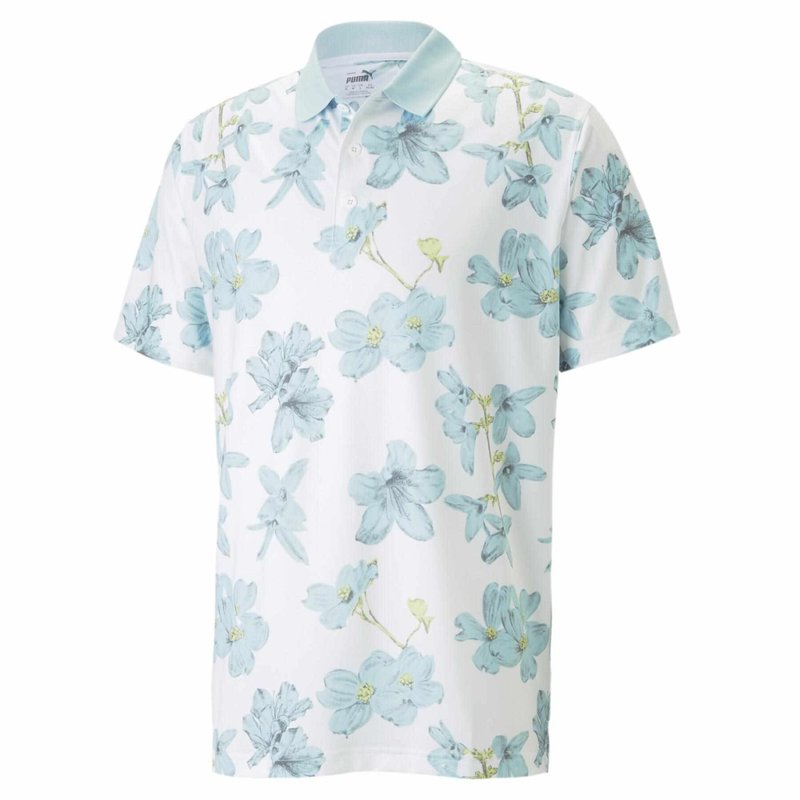 Puma Mattr Verdant polo da uomo, bright white/tropical aqua