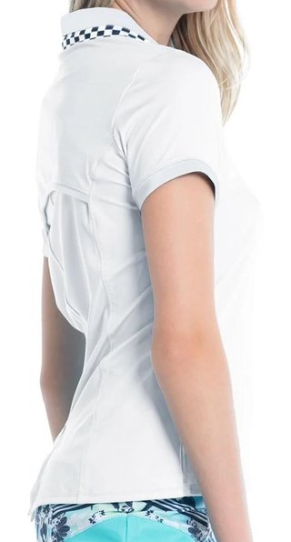 Lucky in Love Geo Mod Notch polo da donna, bianco