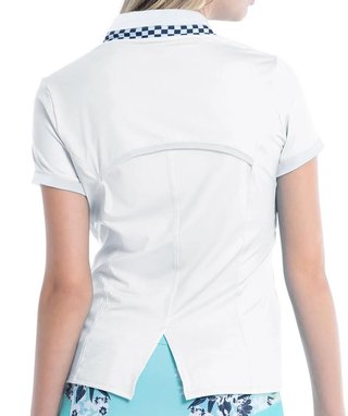 Lucky in Love Geo Mod Notch polo da donna, bianco