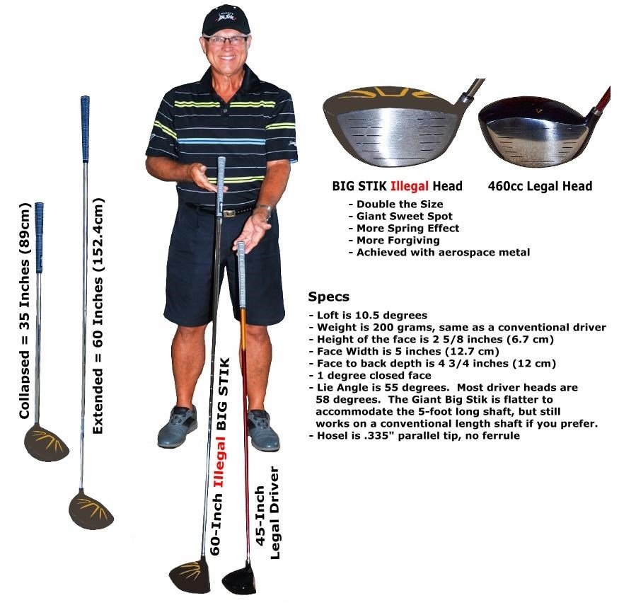 Divnick Golf Big Stik Adjustable driver telescopico, 10.5°, testa illegalmente grande